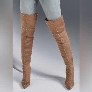 VENUS Brown Studded Over the Knee Boots